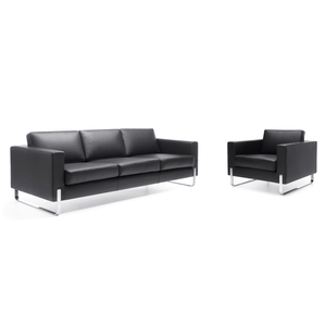Sofá Ejecutivo <span class=keywords><strong>de</strong></span> Cuero <span class=keywords><strong>con</strong></span> Patas Metálicas para Oficina Moderna, para Oficina del Jefe, Sala <span class=keywords><strong>de</strong></span> Supervisores, Recepción, Múltiples Colores, Diseño Contemporáneo - Product Image 2