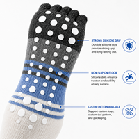 Calcetines de Pilates Antideslizantes con Puntos de Silicona, Punta y Talón Abiertos, Transpirables, con Soporte de Arco para Mujer, Yoga, Barre, Ballet, Logotipo Personalizado