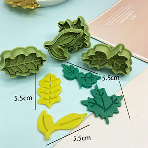 4個ホリーリーフ形状プラスチッククッキーカッターDIYケーキビスケット型スプリングプランジャーフォンダンスタンプベーキング型 - Product Image 6