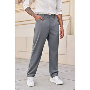 กางเกงผ้าลูกฟูกของผู้ชาย2025ทรงหลวมพร้อมโลโก้กำหนดเองได้ขาตรงเอวยางยืดมีซิปตกแต่งกันรอยยับ - Product Image 1