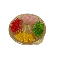 Plateau à collation personnalisé avec logo, vente en gros de chocolats, bonbons, gommes, conteneur en plastique à 5 compartiments, boîte à bonbons transparente pour les confiseries