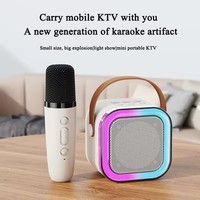 Mini Haut-Parleur Portable K12 avec Microphone Intégré, Karaoké Familial Sans Fil Bluetooth, pour Extérieur et Maison, avec Micros