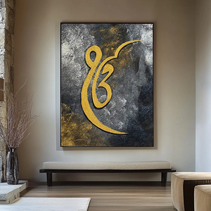 Œuvre d'art religieuse sikh indienne originale faite à la main sur toile, peinture murale spirituelle pour la décoration de la maison, huile moyenne - Product Image 1