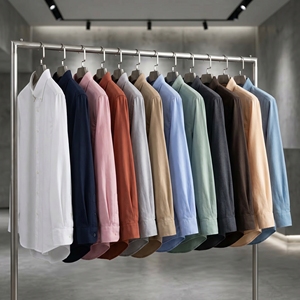 Camisa <span class=keywords><strong>Oxford</strong></span> Premium 100% Algodón de Manga Larga para Hombre, Diseño sin Bolsillos, Cuello con Botones, Transpirable, Antiarrugas, Elegante - Product Image 2