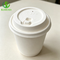 SUMKOKA Couvercle de tasse à café jetable en bagasse de canne à sucre de 90 mm, biodégradable, en fibre végétale, de qualité alimentaire, compostable