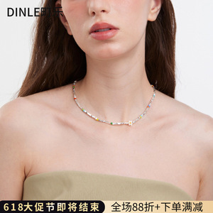 Collier en argent perlé pour femme Dinle, chaîne de clavicule colorée, accessoire élégant pour soirée, bijoux de mode légers et luxueux - Product Image 5