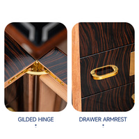 Humidor à cigares de luxe en bois avec porte en verre, hygromètre numérique et tiroirs de rangement, boîte à cigares de bureau avec logo personnalisé
