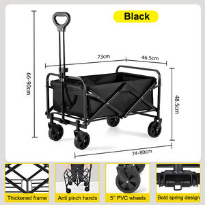 Chariot pliable à roues étroites de 5 pouces, capacité de 100 L, chariot utilitaire pliable compact pour le camping, la plage, directement de l'usine - Product Image 2