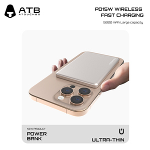 พาวเวอร์แบงค์ ATB Ultra-thin แบบกำหนดโลโก้ได้ ความ<span class=keywords><strong>จ</strong></span>ุ 5000mah วัสดุโลหะ รองรับการชาร์จไร้สาย 15W สำหรับ iPhone 17 - Product Image 2