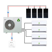Climatiseur hybride solaire AC/DC connecté au réseau, multi-zones, 36 000 BTU-72 000 BTU, avec 5 zones mini-split et panneaux solaires