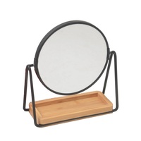 Miroir de coiffeuse noir avec plateau, miroir rond pour table de maquillage, cadre en métal, décoration de meubles de maison, design populaire