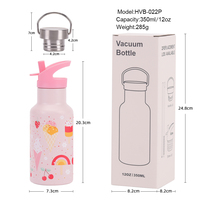 Termo de Acero Inoxidable con Alto Valor Estético, Taza Portátil con Pajita para Niñas, Botella de Vacío con Asa y Estampado para la Escuela