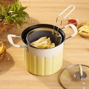 Olla para freidora con cesta para freír, calentador <span class=keywords><strong>de</strong></span> leche, cesta práctica para colador <span class=keywords><strong>de</strong></span> aceite para patatas fritas, anillos <span class=keywords><strong>de</strong></span> <span class=keywords><strong>cebolla</strong></span>, <span class=keywords><strong>restaurante</strong></span>, hogar - Product Image 2