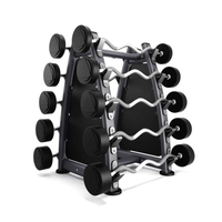 Ensemble de barres EZ fixes professionnelles avec support de rangement, barre de musculation recouverte de caoutchouc pour salle de sport, série BFT-FBR60