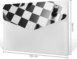 Thư mục cờ vua mở rộng 6 túi với nút chụp và thiết kế bàn cờ đen trắng, thích hợp cho văn phòng và du lịch tại nhà. - Product Image 4