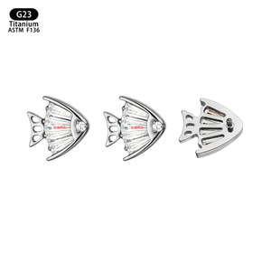 G23 <b>Titanium</b> Fish Shape Ear Cartilage <b>Studs</b> F136 5A Zircon Prong Setting Party Jewelry Replacement Heads - Product Image 5