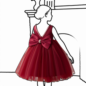Ragazze dei capretti Del Vestito 2-12 Anni di trasporto del Commercio All'ingrosso Del Bambino <span class=keywords><strong>Bambina</strong></span> Della Principessa Tulle Abiti Vestito di Perle con Arco Del Vestito Da Partito <span class=keywords><strong>per</strong></span> I Bambini Le Ragazze - Product Image 2