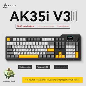 AK35i V3 <span class=keywords><strong>Keyboard</strong></span> mekanis nirkabel/berkabel, <span class=keywords><strong>Keyboard</strong></span> Gaming nirkabel 1/3 Mode <span class=keywords><strong>104</strong></span> tombol dengan layar 2.4G/BT/berkabel - Product Image 5
