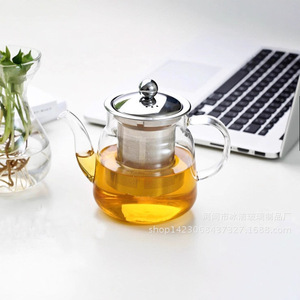 Heat Resistant Glass Teapot With Stainless Steel Filter High Mouthed For Gongfu <b>Tea</b> <b>Sets</b> Minimalist Design Simple Style - Product Image 4