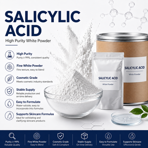 Longbio Matière Première Cosmétique Qualité Cosmétique 99% CAS 69-72-7 <span class=keywords><strong>Poudre</strong></span> d'<span class=keywords><strong>Acide</strong></span> <span class=keywords><strong>Salicylique</strong></span> <span class=keywords><strong>Acide</strong></span> 2-Hydroxybenzoïque - Product Image 2