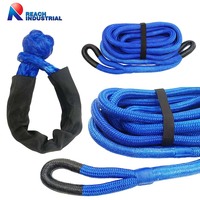 Cordon de récupération cinétique robuste 4x4 de 1 po x 30 pi (30400 lb) avec 2 manilles souples, pour remorquage de véhicules et secours d'urgence