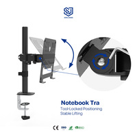 Support de moniteur OEM flexible inclinable à 90 degrés, rotation à 360 degrés, réglable, pour écrans de 13 à 32 pouces, double bras en acier avec plateau pour ordinateur portable de 17 pouces