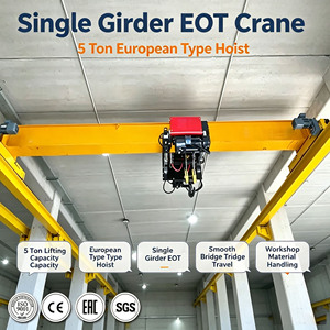 5 Ton European Type Single Girder EOT Overhead Bridge Crane with Electric Hoist for Workshop Handling - Product Image 1