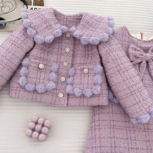 Vêtements mignons en gros pour filles : Manteau rembourré et épaissi à col nœud, robes d'hiver pour filles de 90 à 150 cm - Product Image 2