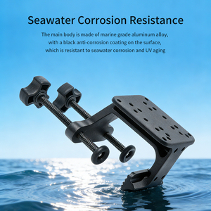 VINmounts Aluminum U-Clamp Mount Base with Multi-Position Holes, 75x75mm, Dual Screw Boat Clamp <b>Bracket</b> VIN-U-02 - Product Image 5