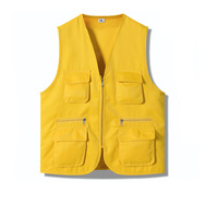 Gilet en tissu polyester avec logo personnalisé, respirant, décontracté, pour la pêche, le travail, le bénévolat, la sécurité, multi-poches, vêtements d'extérieur, OEM