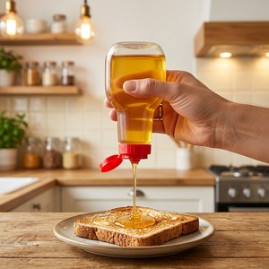 Distributeur <span class=keywords><strong>de</strong></span> condiments translucide <span class=keywords><strong>de</strong></span> qualité alimentaire <span class=keywords><strong>de</strong></span> 280 ml avec bouchon à clapet jaune anti-fuite pour confiture et miel <span class=keywords><strong>de</strong></span> 9,3 oz - Product Image 4