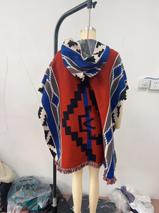 2025 mùa đông Mexico người đàn ông dệt kim hoodie Poncho tây nam navajo <span class=keywords><strong>Aztec</strong></span> áo phong cách Polyester bản địa thiết kế khăn choàng - Product Image 6