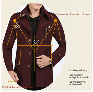 Manteau d'hiver en laine pour <span class=keywords><strong>homme</strong></span>, coupe ajustée, 50% laine, fermeture éclair, pour affaires et plein air, imperméable, <span class=keywords><strong>court</strong></span>, pour l'hiver - Product Image 6