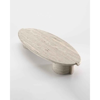 Table basse en marbre travertin de qualité supérieure, design minimaliste en pierre naturelle artisanale Newstar pour un intérieur contemporain