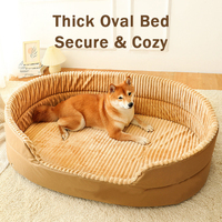 Lit pour animaux de compagnie spacieux, écologique, respirant, antidérapant, doux, semi-fermé, lit ovale 3D pour chat et chien, tapis réversible pour chien, amovible et lavable