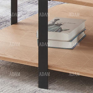 Table basse moderne de luxe carrée en placage de chêne MDF pour le thé avec cadre en acier noir Meubles polyvalents Salon Maison Villa Cuisine Hall - Product Image 3
