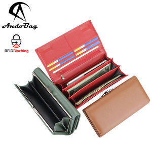 AndoBag Carteras Largas RFID para Mujer, de Cuero Genuino, Gran Capacidad, Tarjetero, Monedero Retro de Moda, Cartera de Mano 2519 - Product Image 1