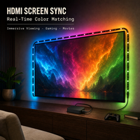 Rétroéclairage TV RGBIC moderne synchronisé WiFi BLE 2.4G Multi-Connexion pour téléviseurs de 55 à 65 pouces, éclairage d'ambiance basse consommation 18W