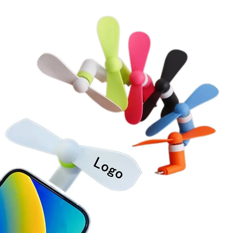 Wholesale Mini Portable Cool Mobile Phone Fan Type-c Micro-USB Fans for iphone Android Promotional Commercial Gifts Custom Logo