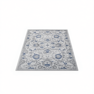 Alfombra Oriental 6X9 Azul Plateado con Diseño Floral, Antideslizante y Resistente a las Manchas para Sala de Estar, Dormitorio, Oficina, Comedor - Product Image 1