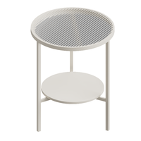 Table basse moderne en métal et verre avec cadre blanc, table d'appoint pour salon, table basse à trois pieds, petit meuble pour appartement