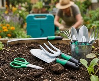 Ensemble de 8 outils de jardinage avec étui portable, kit d'outils de jardin pour la plantation, le creusement, le désherbage, la culture, la taille des plantes