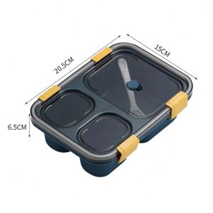 กล่องใส่อาหารพลาสติกแบบพกพา 3 ช่อง สำหรับใส่อาหารกลางวันหรือปิกนิก - Product Image 4