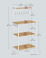 Rak Penyimpanan Dapur Modern SENYU 4 Tingkat Dengan Rak Microwave Dan Stopkontak Listrik Rangka Logam Bagian Atas Kayu Terang Desain Tahan Lama