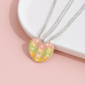 Nuove Collane per Bambini, Graziose Collane con Ciondolo a Forma di Farfalla Smaltata e Cuore, Set di Gioielli per Amici - Product Image 4