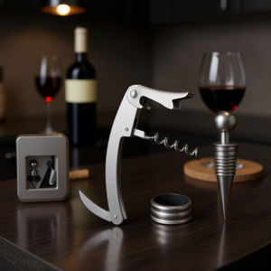 Sacacorchos de Acero Inoxidable Plateado 4 en 1, Herramienta de Bar Moderna para Cocina y Servicio de Vino - Product Image 2