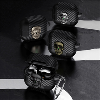 Étui pour écouteurs avec fermoir rotatif en métal en forme de crâne, pour Samsung Galaxy Buds 3 Pro / Buds 3, étui de protection en TPU fibre de carbone