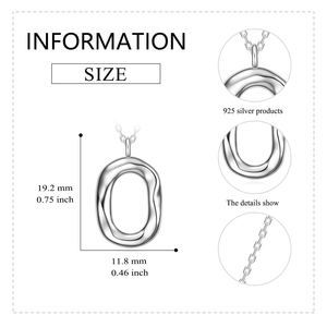 Collar con colgante de forma ovalada simple de Plata de Ley 925 para mamá, esposa, novia - Product Image 6