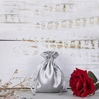 Sacs à cordon en satin de soie écologiques et recyclables, personnalisables avec logo multicolore, 13x18cm/15x24cm, pour mariage, bijoux, perruques, cadeaux, maquillage