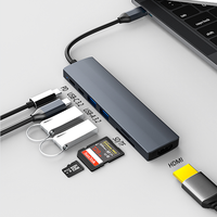Hub USB C 7 en 1, 4K60Hz HDTV, PD100W, USB3.2 10Gbps, Lector de Tarjetas SD y TF, Base de Conexión de Aluminio, Plug and Play para MacBook, Laptop, PC